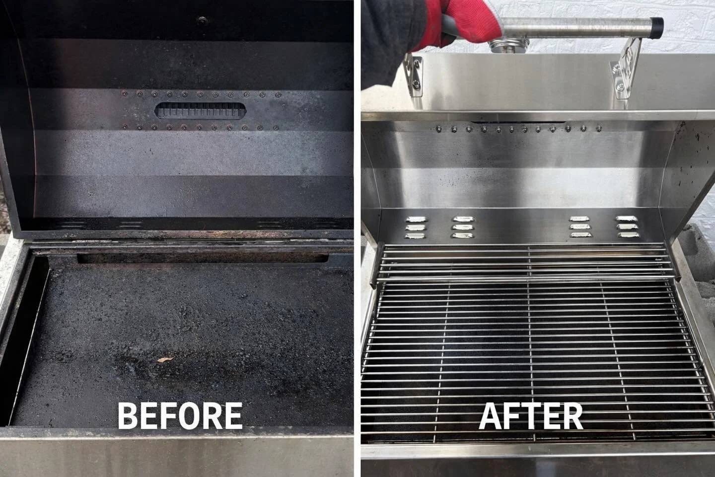 From blackened and baked on to bright and chrome. Cleaned, polished, and ready to cook like it should. Clean as a whistle and built to grill. 🔥✨