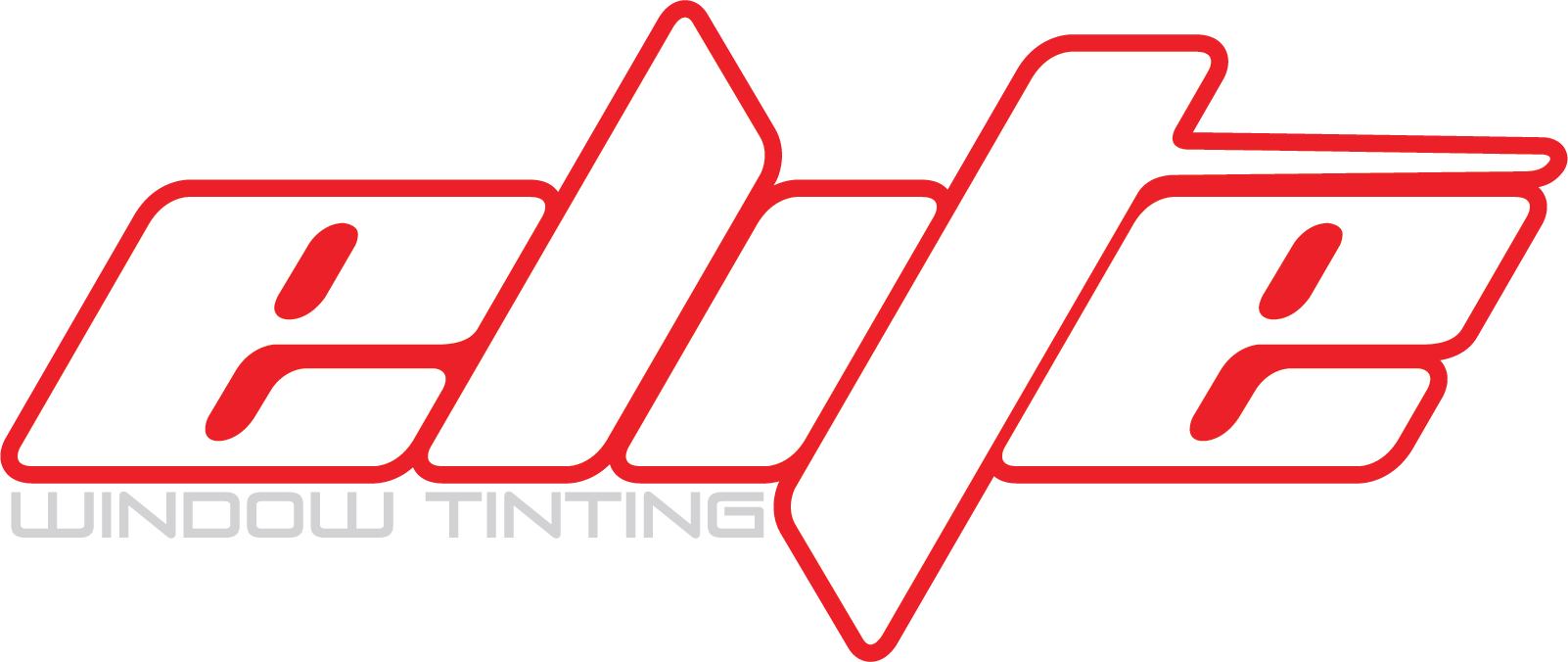 Logo for Elite Window Tinting featuring bold stylized white letters outlined in red, with 'WINDOW TINTING' in smaller black and gray text below.