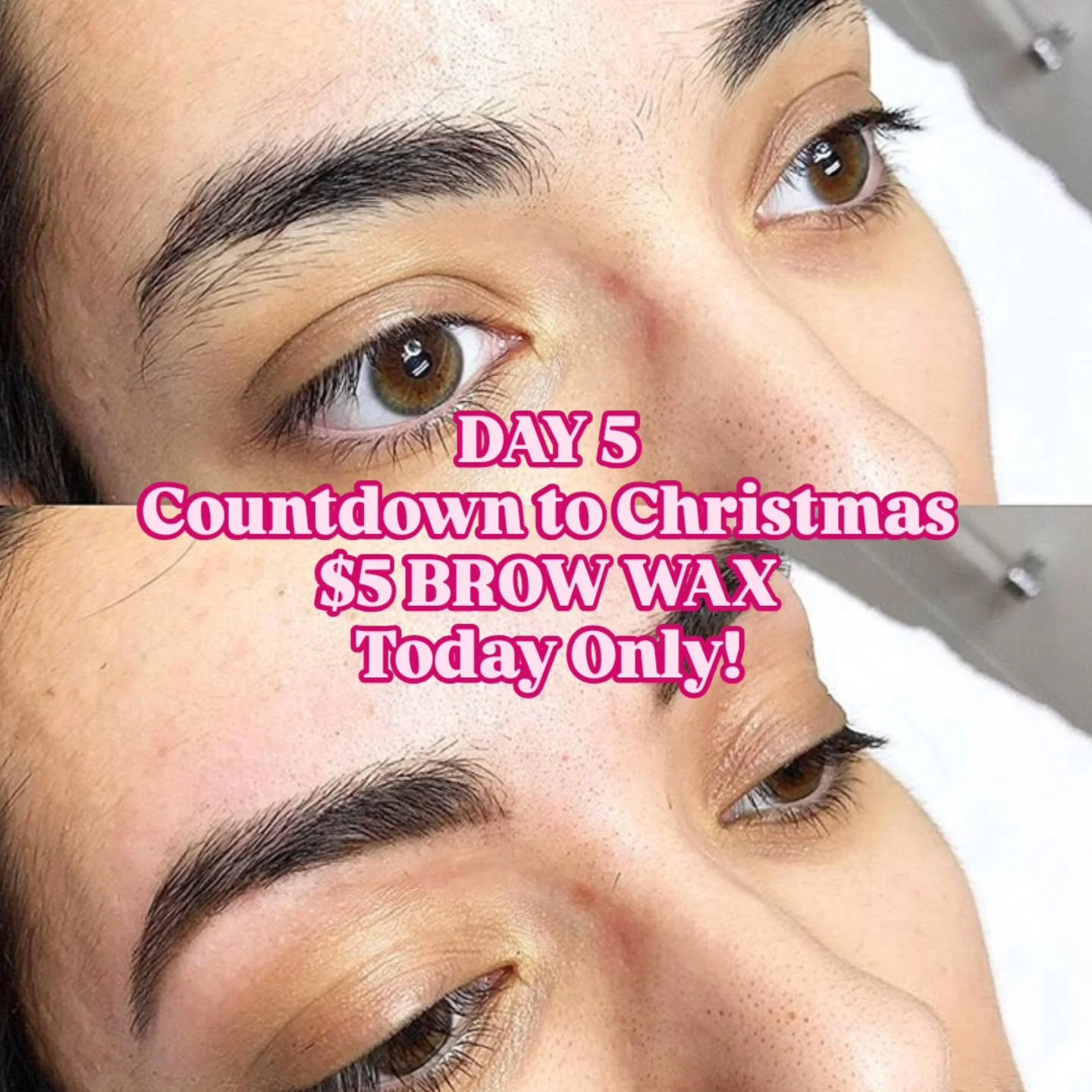 DAY 5 OF OUR CHRISTMAS COUNTDOWN 🎄

Brows on point for the holidays ✨
$5 BROW WAX &mdash; TODAY ONLY!

Quick. Easy. Perfect before holiday parties or family photos 💕
Walk-ins welcome if available.

📅 One day only
📍 Continental Spa &amp; Wellness 
