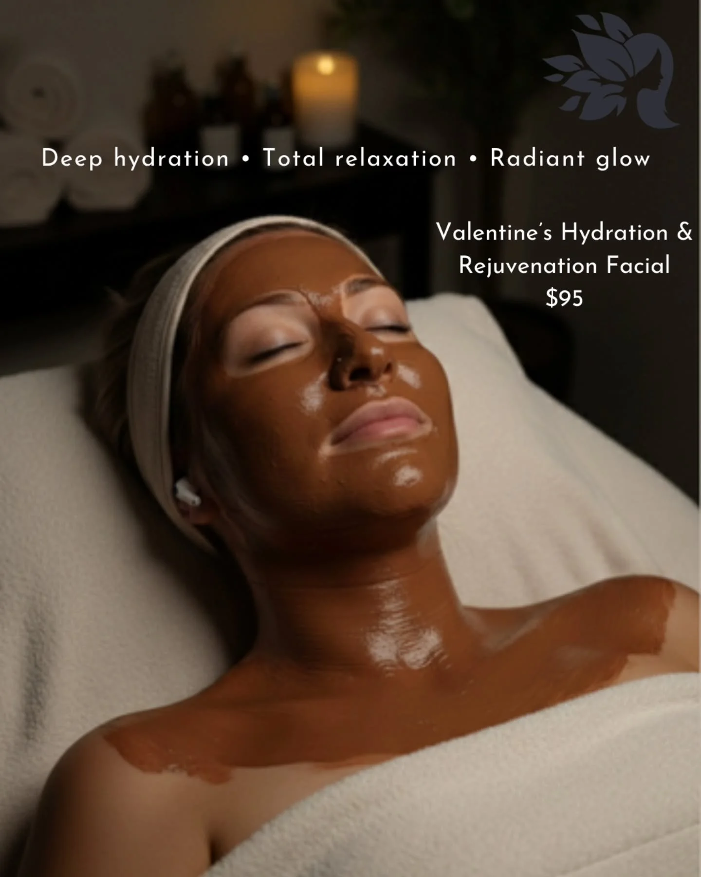 Valentine&rsquo;s Hydration &amp; Rejuvenation Facial &ndash; $95 ✨
Deep hydration. Total relaxation. Radiant results.
This nourishing facial restores moisture and vitality to the face and neck using a luxurious hydrating mask and targeted neck treat