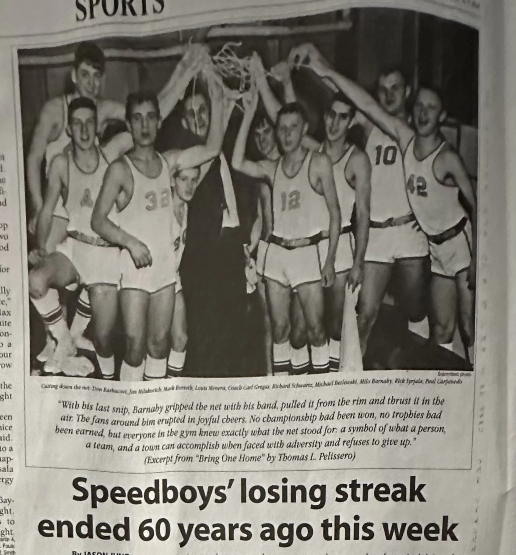 60th anniversary of Speedboys breaking losing streak featured in “The Globe”