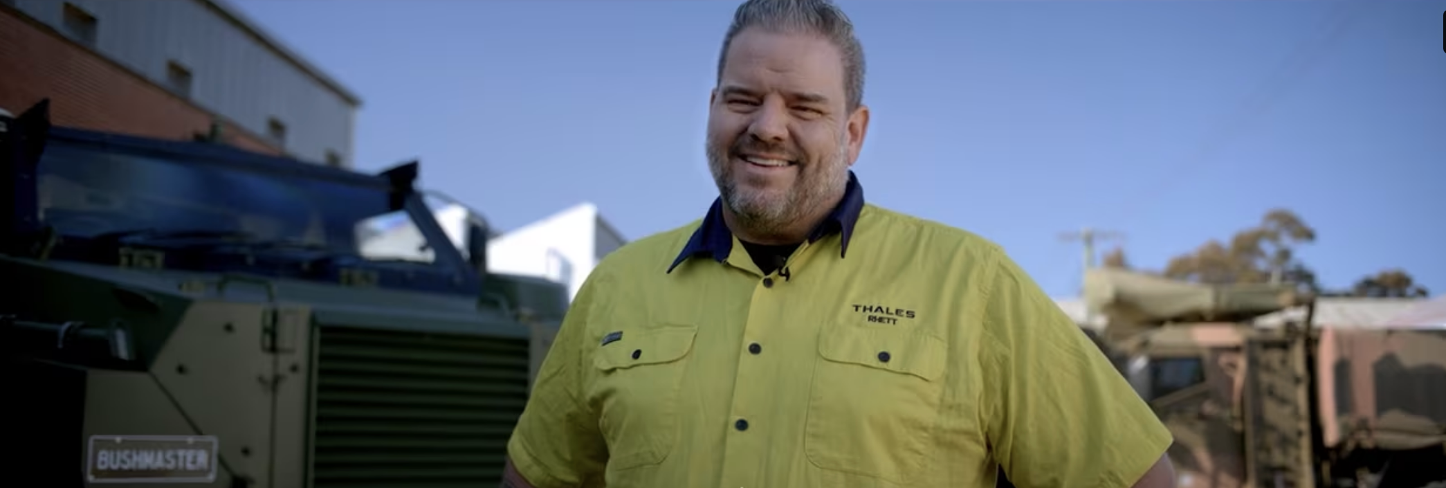 Content piece for Thales — Bushmaster production. A piece on the Australian design and manufacture of the Bushmaster armoured vehicle in regional Victoria.