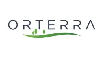 Orterra logo with the brand name and a green swoosh with leaf symbols.