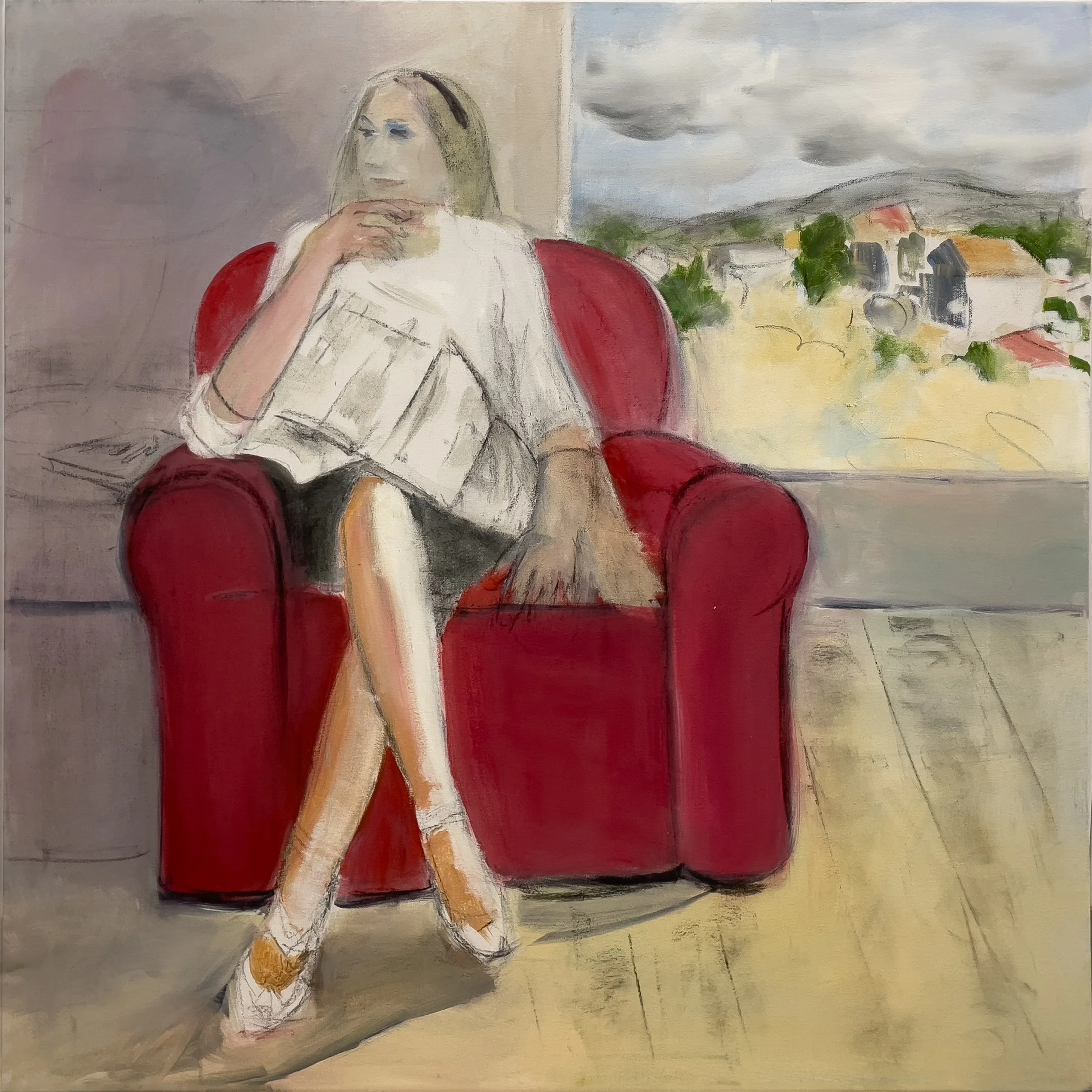 Sketchy Woman, Red Chair, 2010s