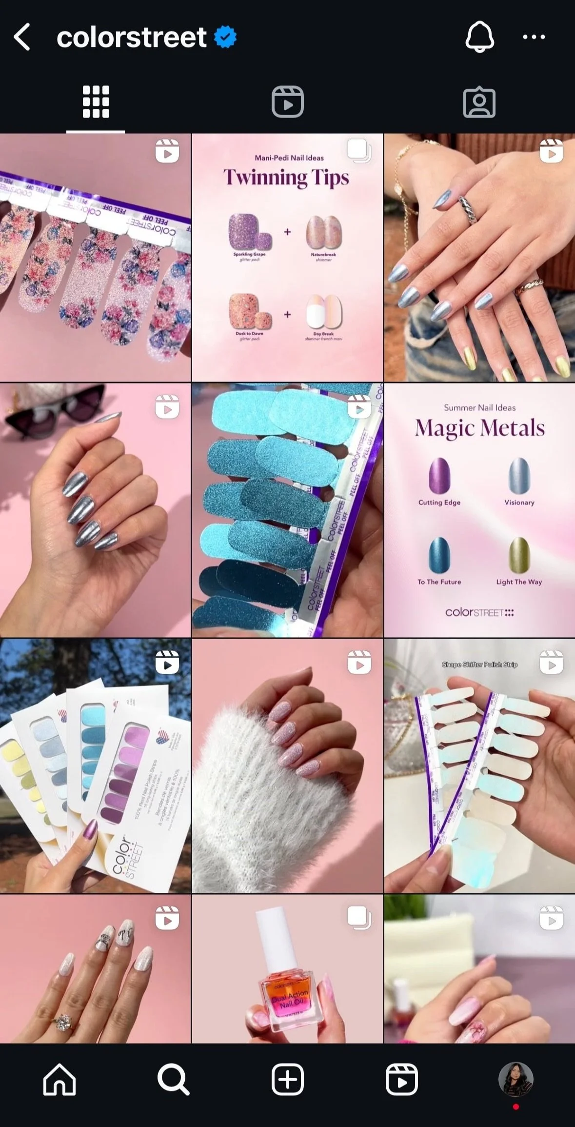 Collage of nail art ideas and products, including swatches of different nail polish colors, nail tips, and images of painted nails.
