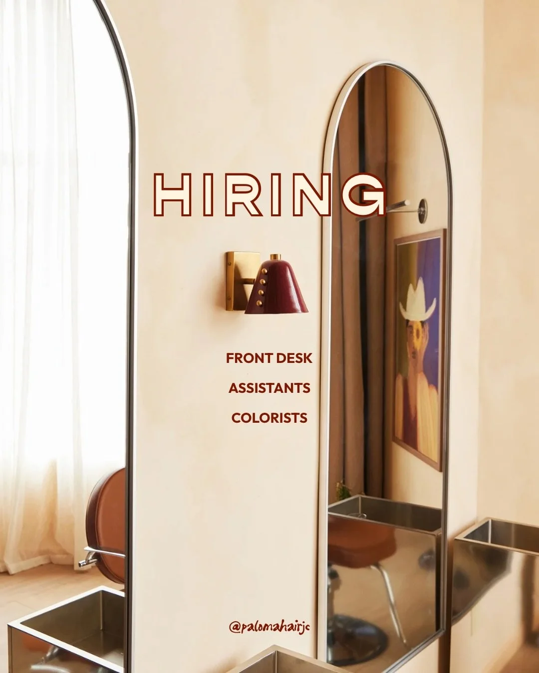 WE&rsquo;RE HIRING 💥

Paloma is looking for multiple positions!

🪩&nbsp;PT FRONT DESK
✨&nbsp;ASSISTANTS
💙 COLORISTS

You can apply now by heading over to the link in bio (or follow the steps on slide 2)!

#jerseycityhiring #njhiring #njhairsalon #