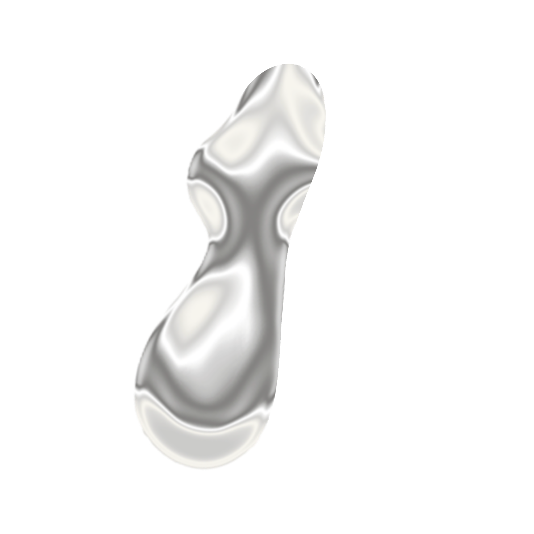 Close-up of a shiny, reflective silver object with an abstract, sculptural shape.