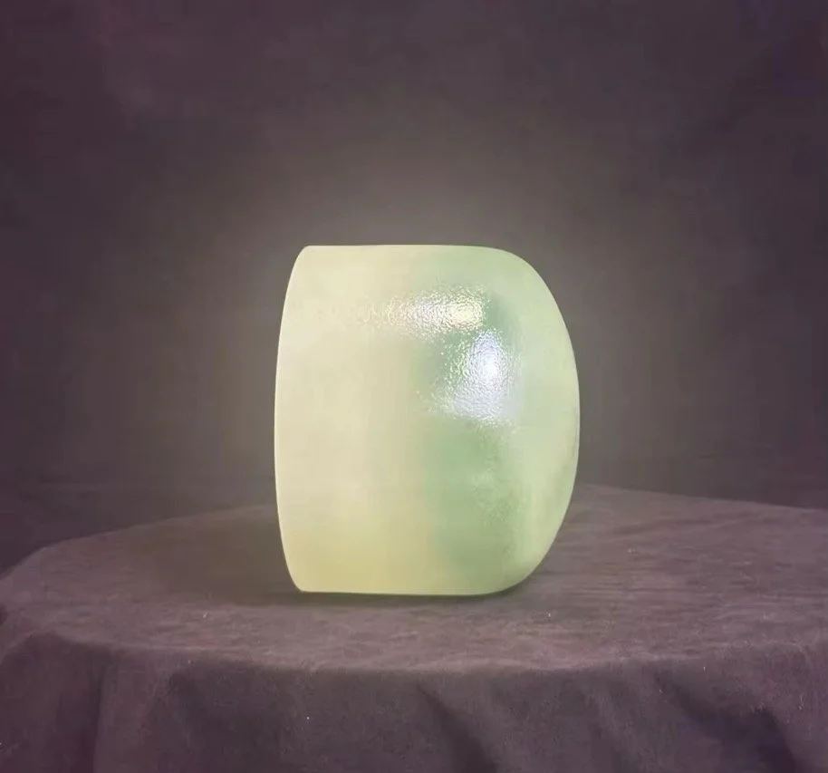 Citrine Empyrean Bowl – Created with citrine and prehnite crystals, this semi-translucent lime green Empyrean singing bowl supports heart energy activation, emotional clarity, and meditative healing. A rare sound therapy tool for practitioners workin