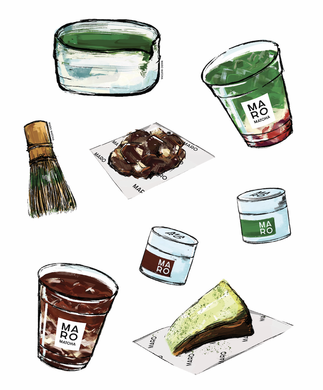 Maro Matcha Stickers