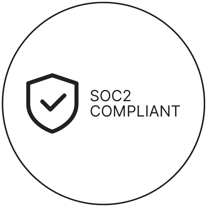 SOC2 compliant badge with shield logo and check mark