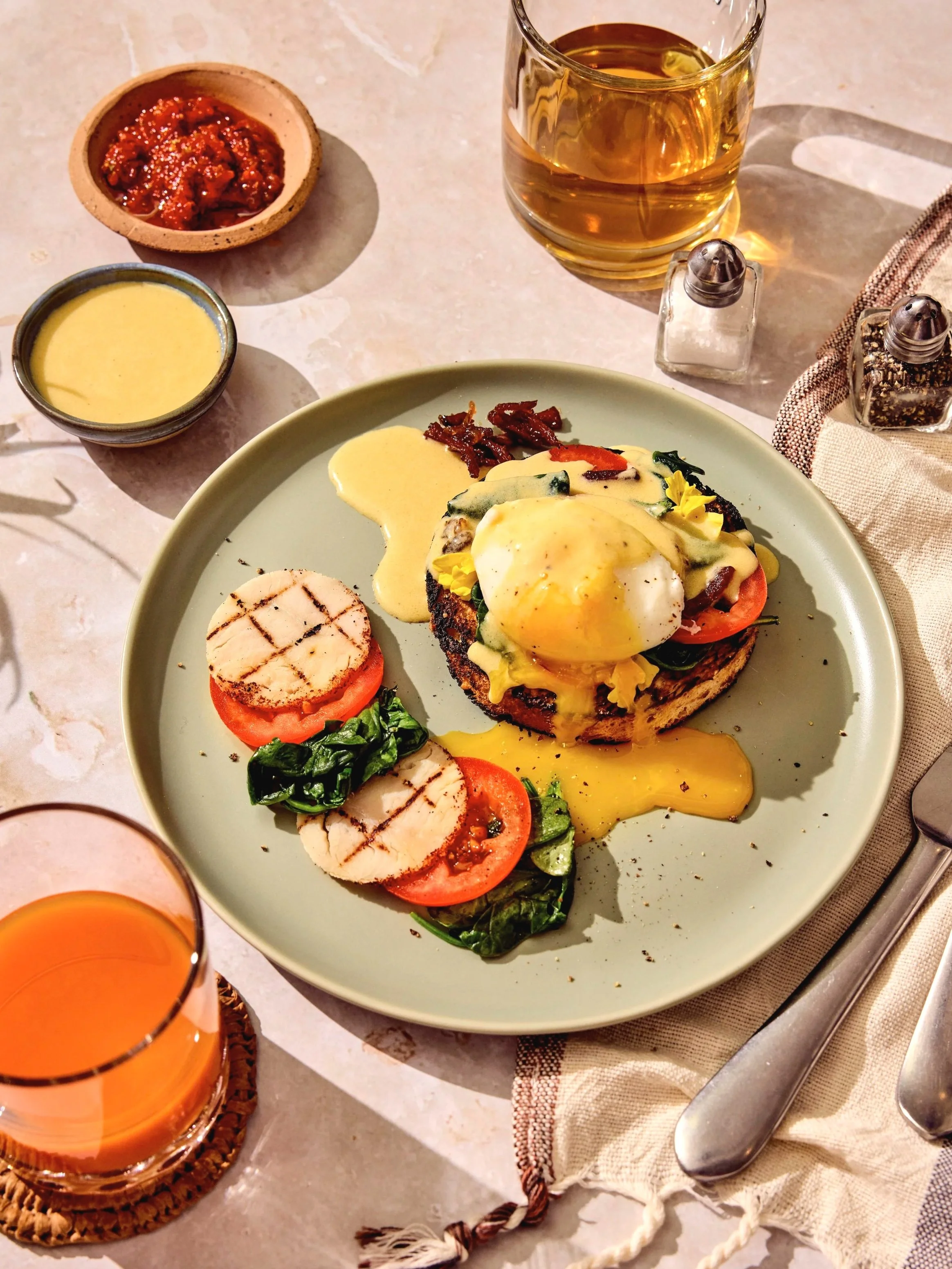 Turkey Eggs Benedict. Image by Austin-based food and restaurant photographer, Mackenzie Smith.