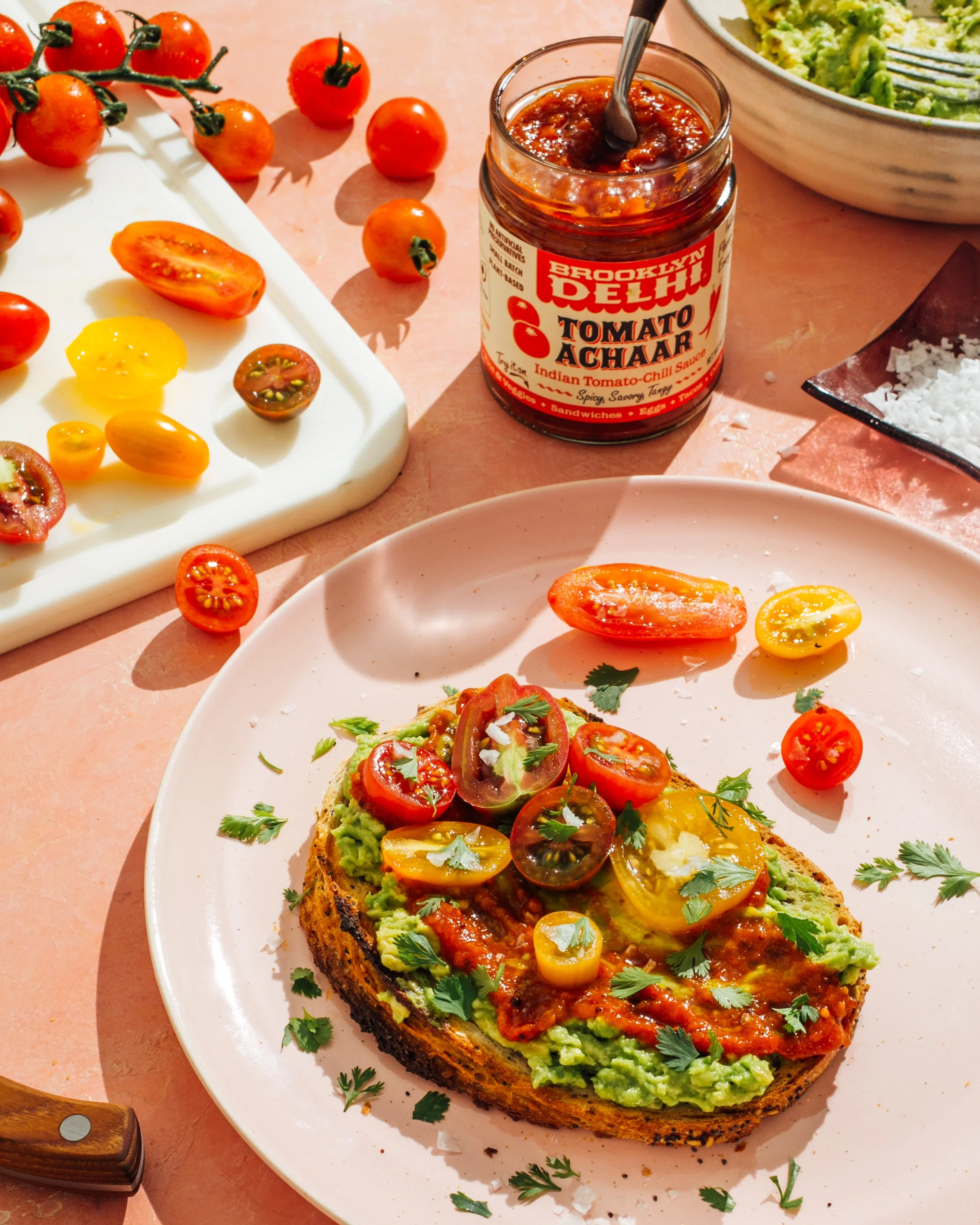 Avocado toast for Brooklyn Delhi. Food styling by Maite Aizpurua. Image by Austin-based food photographer, Mackenzie Smith.
