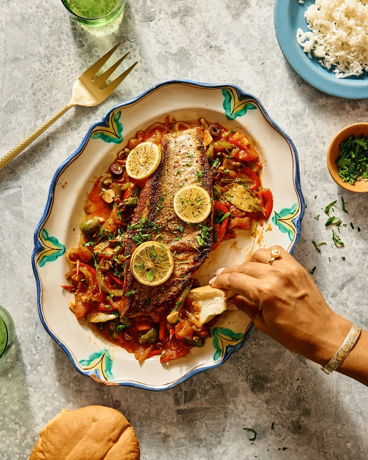 Veracruzano-style Snapper for Veracruz All Natural's cookbook. Image by Austin-based food photographer, Mackenzie Smith.