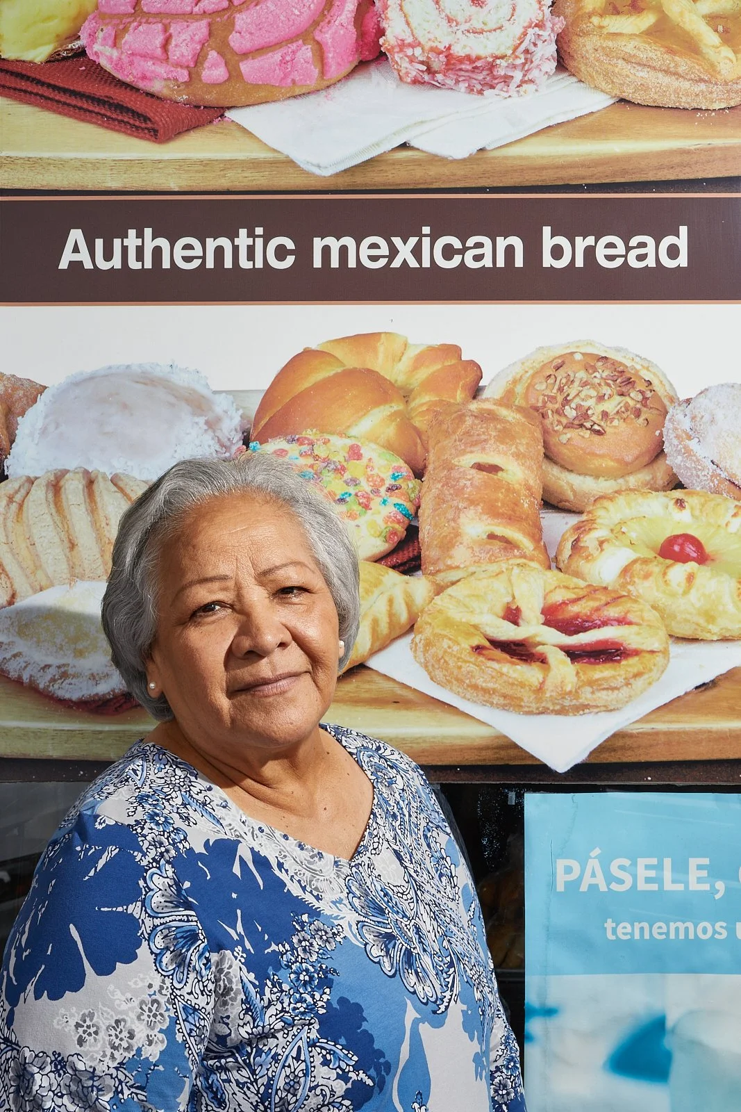 Portrait of Aurora Reyes, aka Tia Dora, of Tia Dora's Bakery in Dallas, TX. Image by Austin-based food and portrait photographer, Mackenzie Smith.