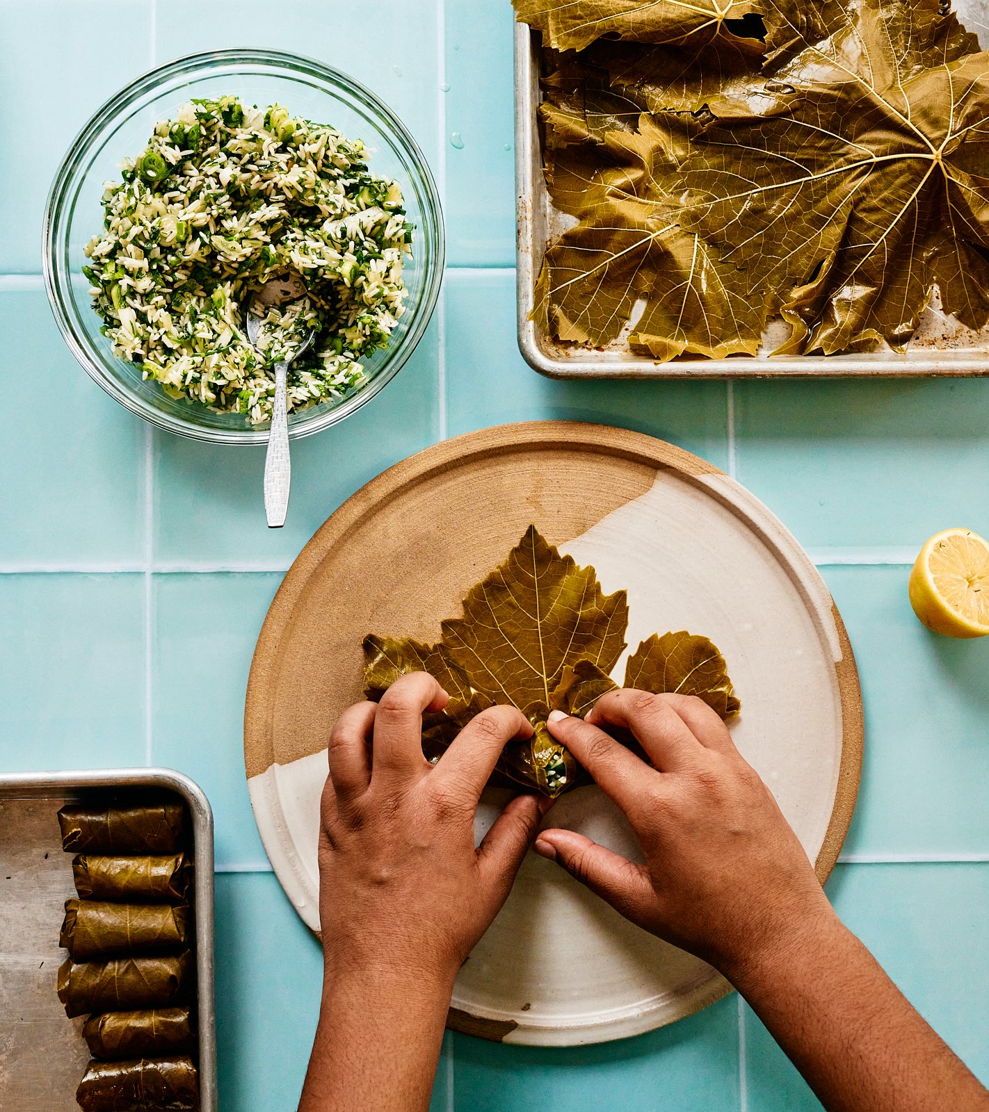 Dolmades,  for Priya's Kitchen Adventures, by Priya Krishna. Image by Austin-based cookbook photographer Mackenzie Smith, food styling by Maite Aizpurua. 