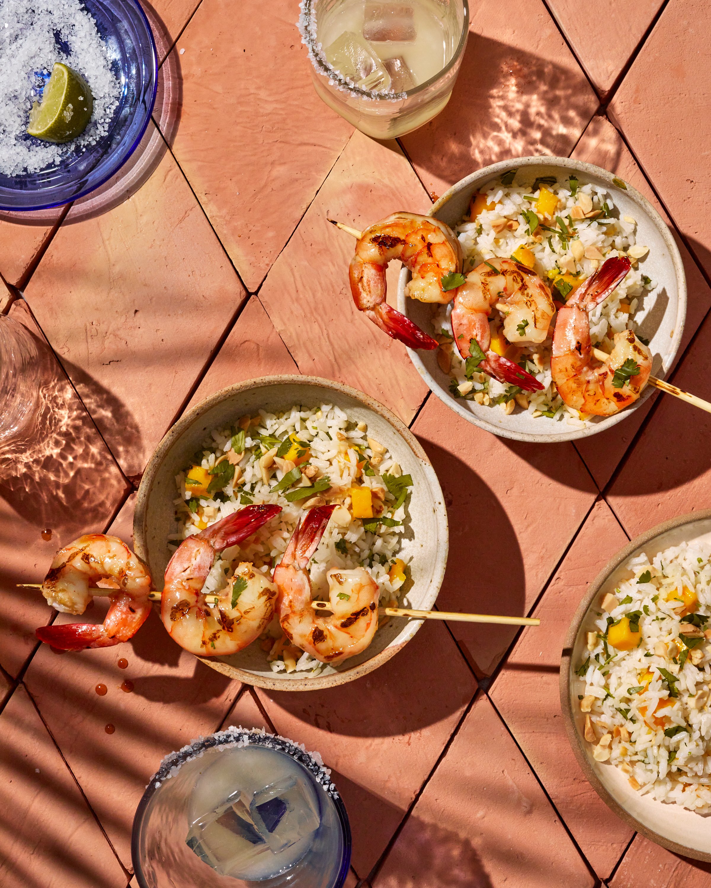 Grilled Shrimp with hot honey and coconut rice for Jen Hatmaker's cookbook, Feed These People. Image by Austin-based food photographer, Mackenzie Smith.