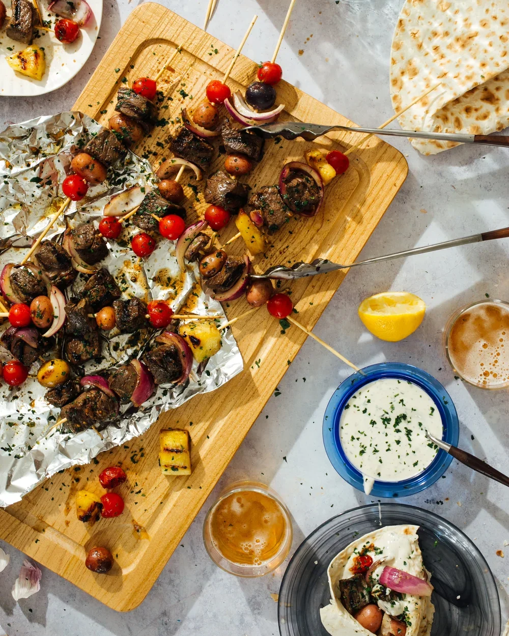 Grilled mushroom kebabs for Chrissy Teigen's Cravings cookbook. Image by Austin-based food and cookbook photographer, Mackenzie Smith.