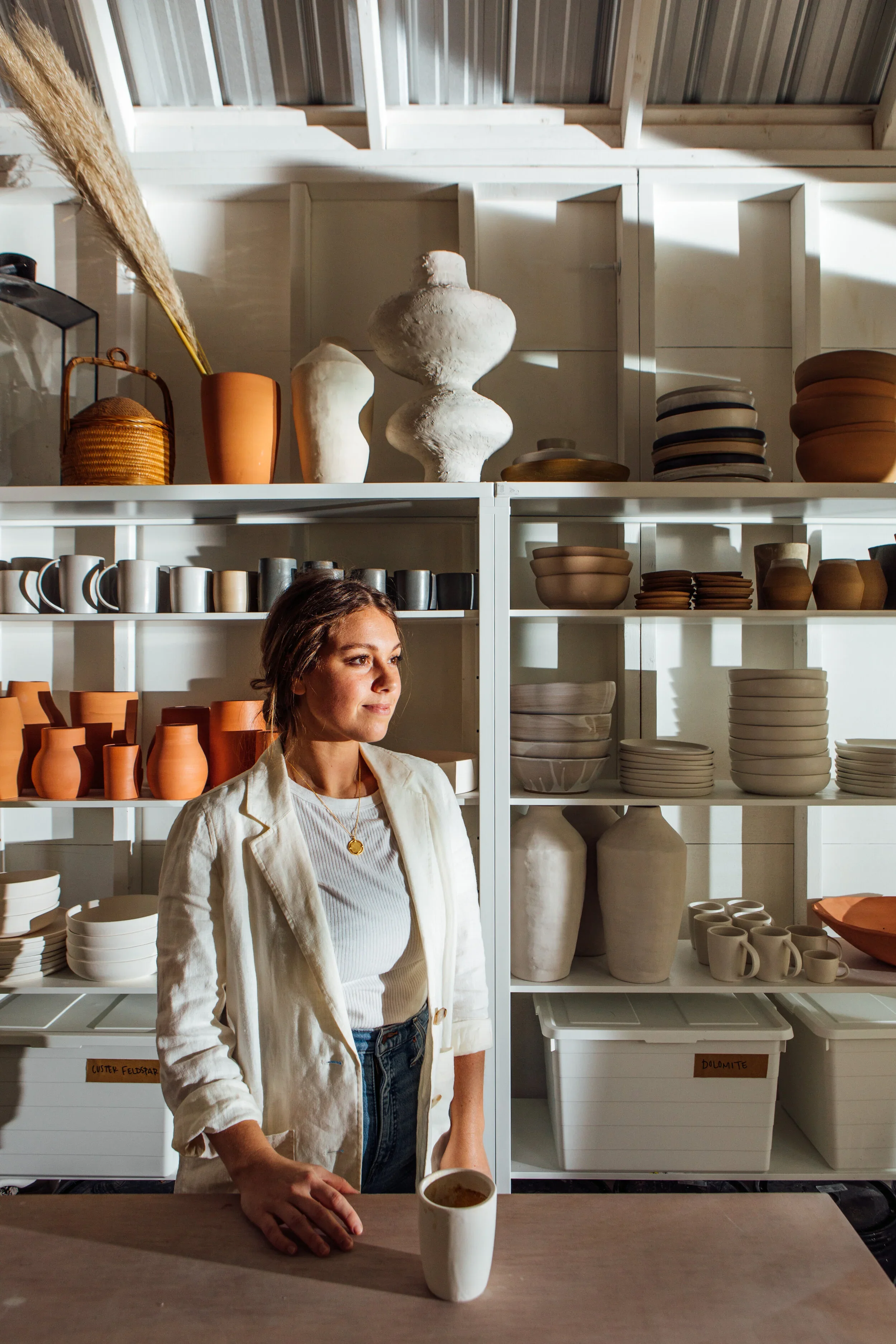 Megan Liehburger, founder of Maya Blu Ceramics. Image by Austin-based portrait photographer, Mackenzie Smith.