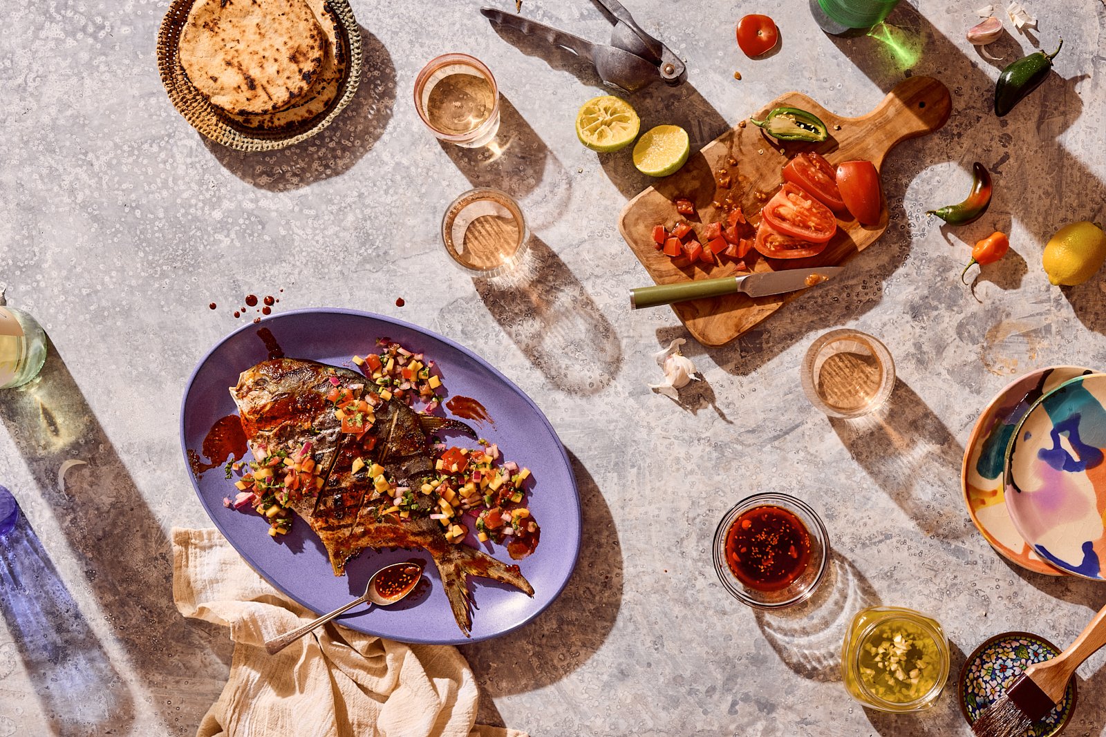 Grilled pompano for Veracruz All Natural's cookbook. Image by Austin-based food photographer, Mackenzie Smith.