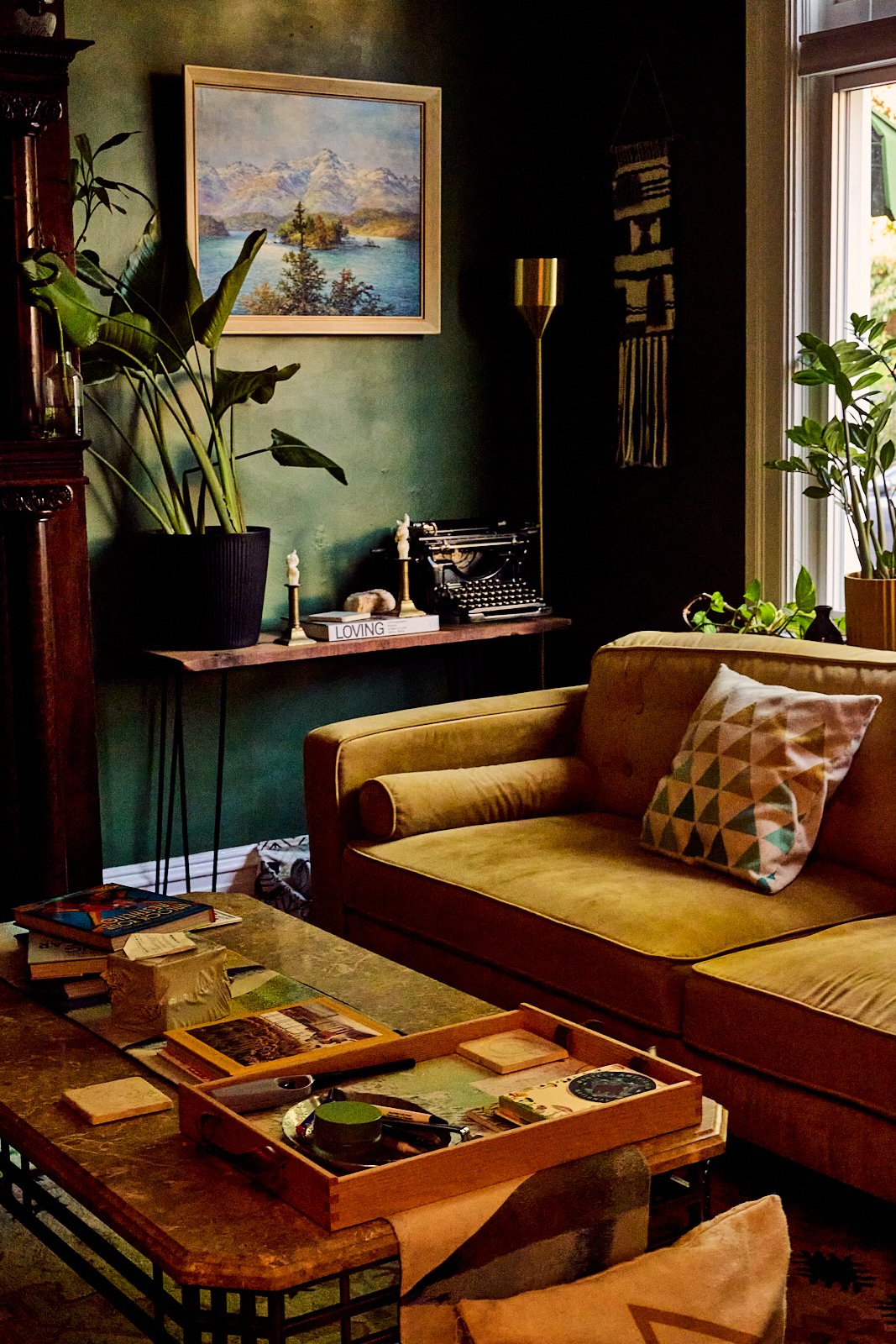 Another view of the living room in their Pittsburgh townhouse. Image by Austin-based lifestyle photographer, Mackenzie Smith.