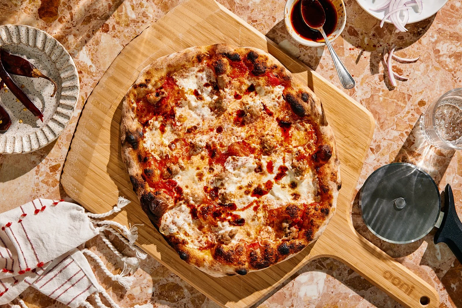 Pizza made by Dan Richer for Ooni, by Austin-based food and product photographer, Mackenzie Smith.