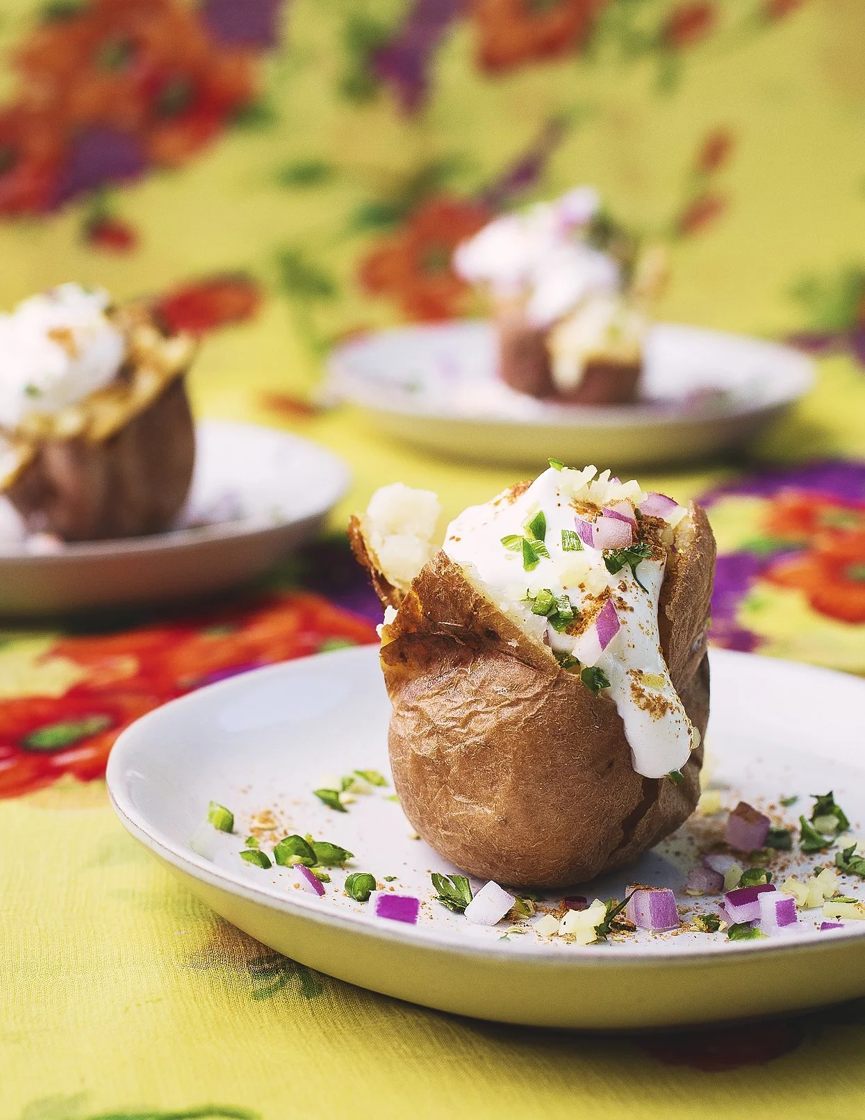 Indian(-ish) Baked Potatoes. Image by Austin-based food photographer, Mackenzie Smith.
