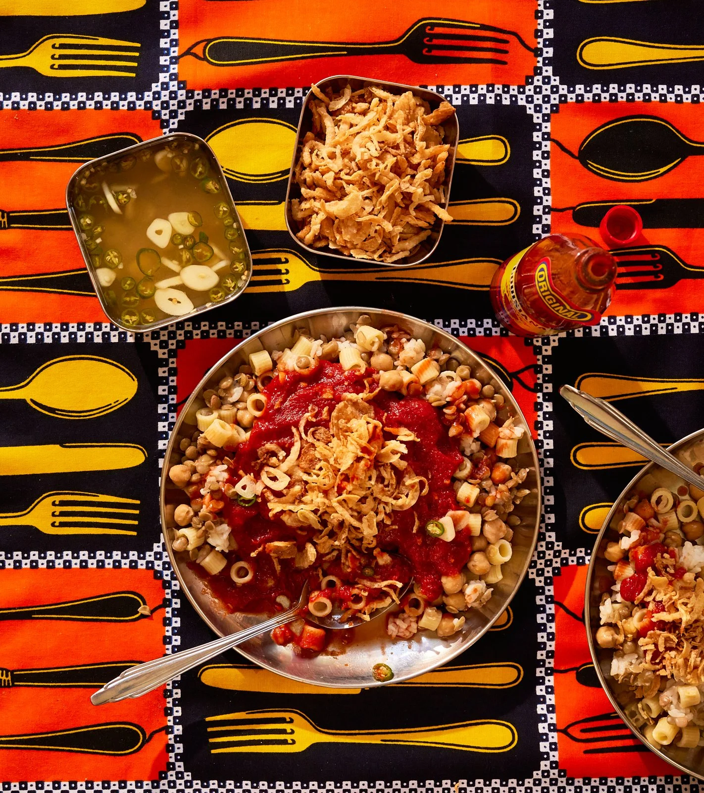 Koshari for Priya's Kitchen Adventures cookbook. Image by Austin-based cookbook photographer, Mackenzie Smith.
