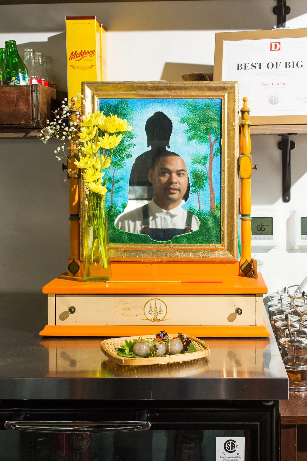 Chef Donny Sirisavath at Khao Noodle Shop in Dallas, TX for Texas Monthly. Image by Austin-based food and restaurant photographer, Mackenzie Smith.