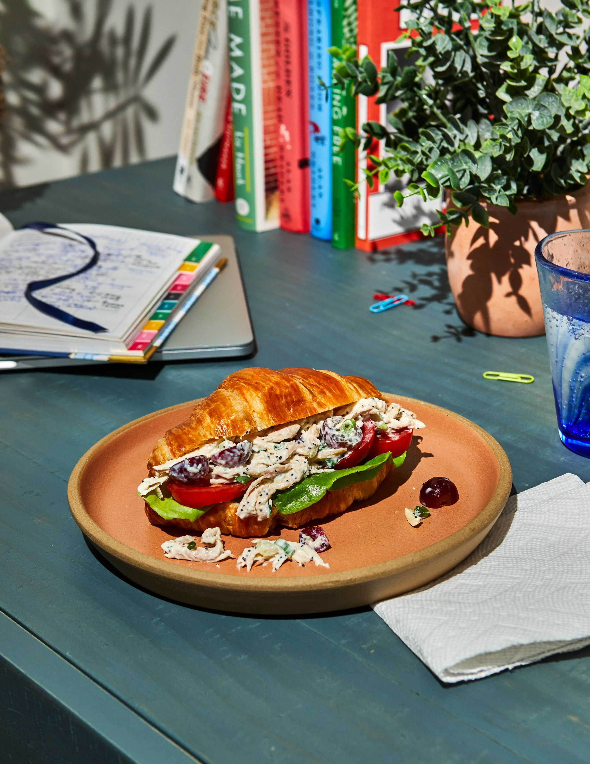 Chicken salad on croissant for Jen Hatmaker's cookbook, Feed These People. Image by Austin-based cookbook photographer, Mackenzie Smith.