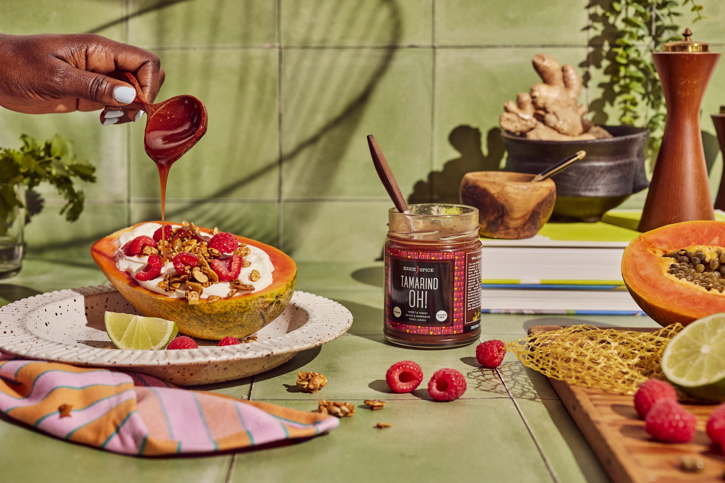 Papaya parfait with Essie Spice. Styling by Candice Putter. Image by Austin-based food photographer, Mackenzie Smith.