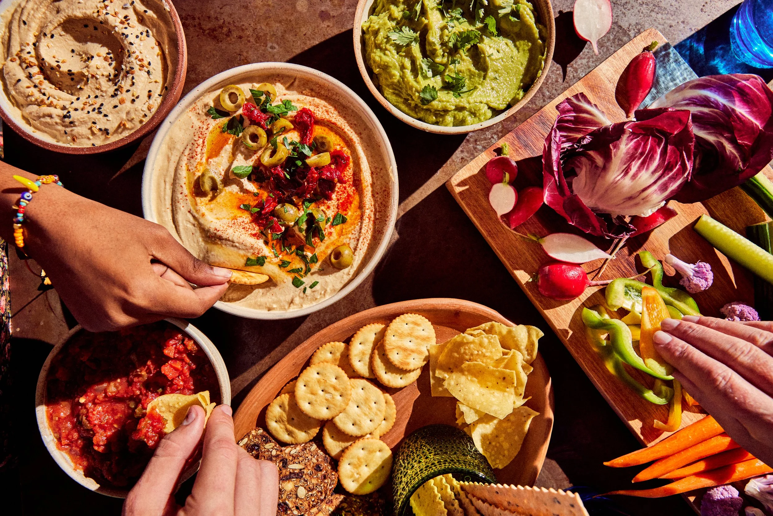 Hummus for dinner by Jen Hatmaker in her cookbook, Feed These People. Image by Austin-based cookbook photographer, Mackenzie Smith.