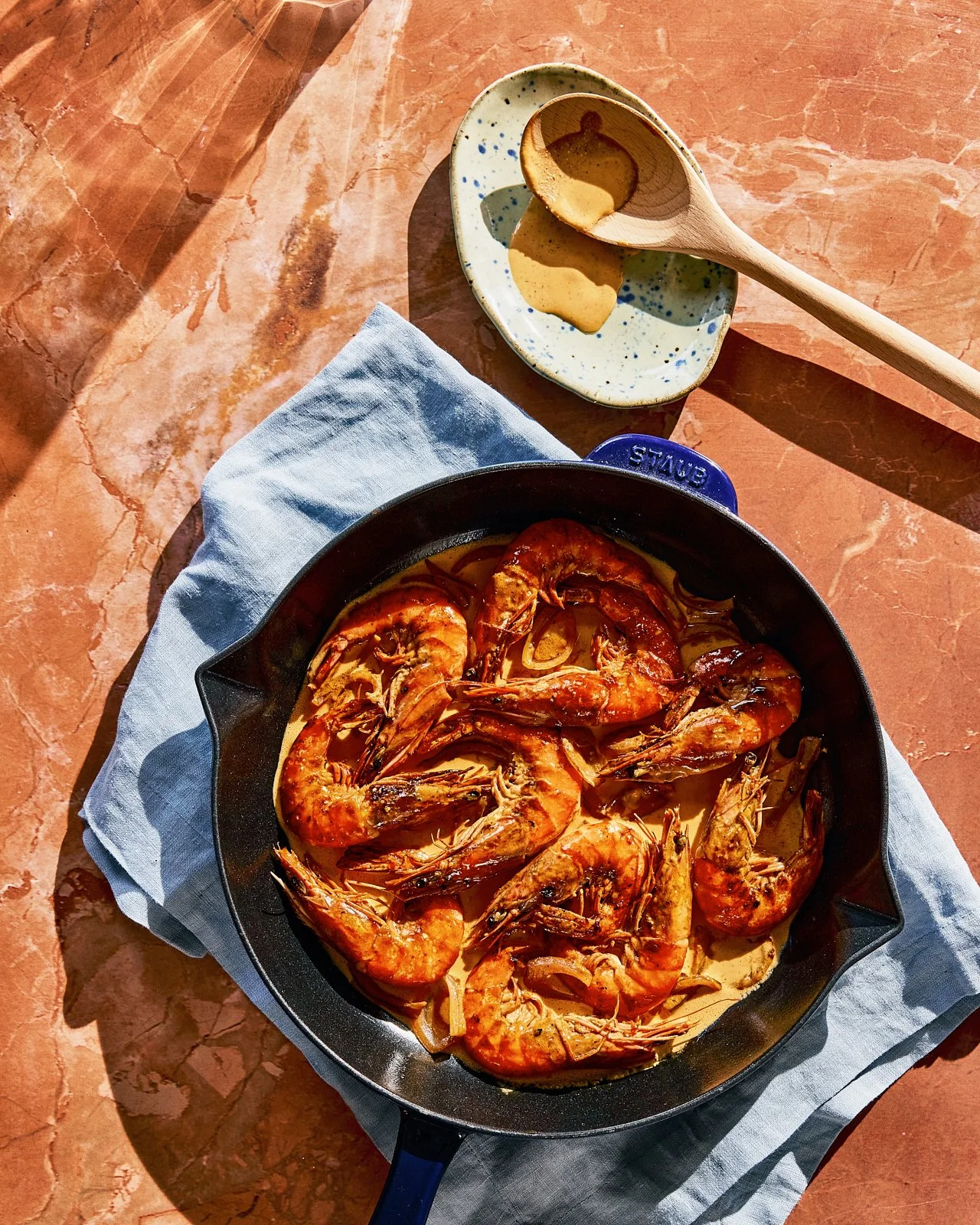 Shrimp in a spicy cream sauce for Veracruz All Natural's cookbook. Image by Austin-based food photographer, Mackenzie Smith.