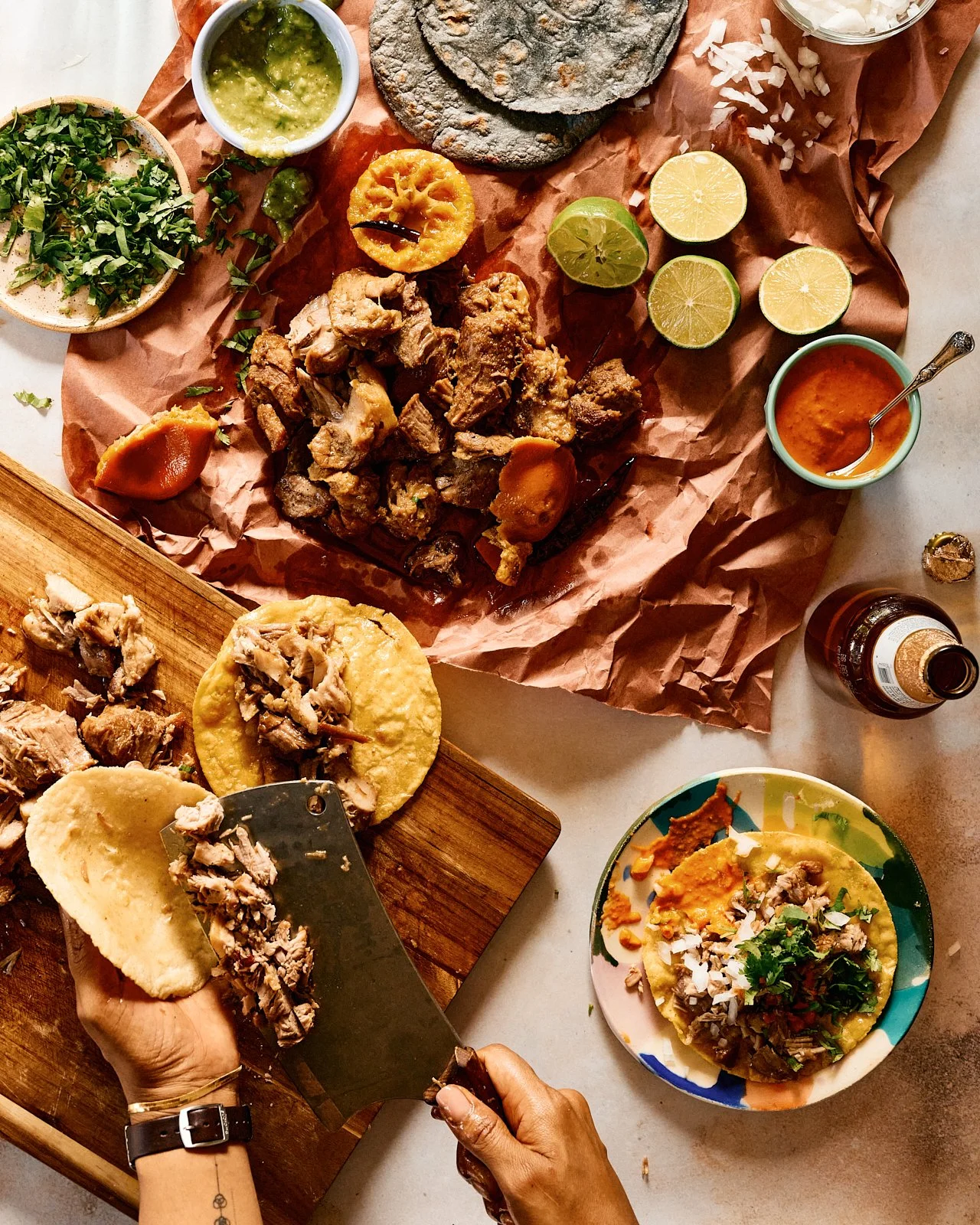 Pork carnitas for Veracruz All Natural's cookbook. Food styling by Maite Aizpurua, prop styling by Audrey K. Davis. Image by Austin-based food photographer, Mackenzie Smith.