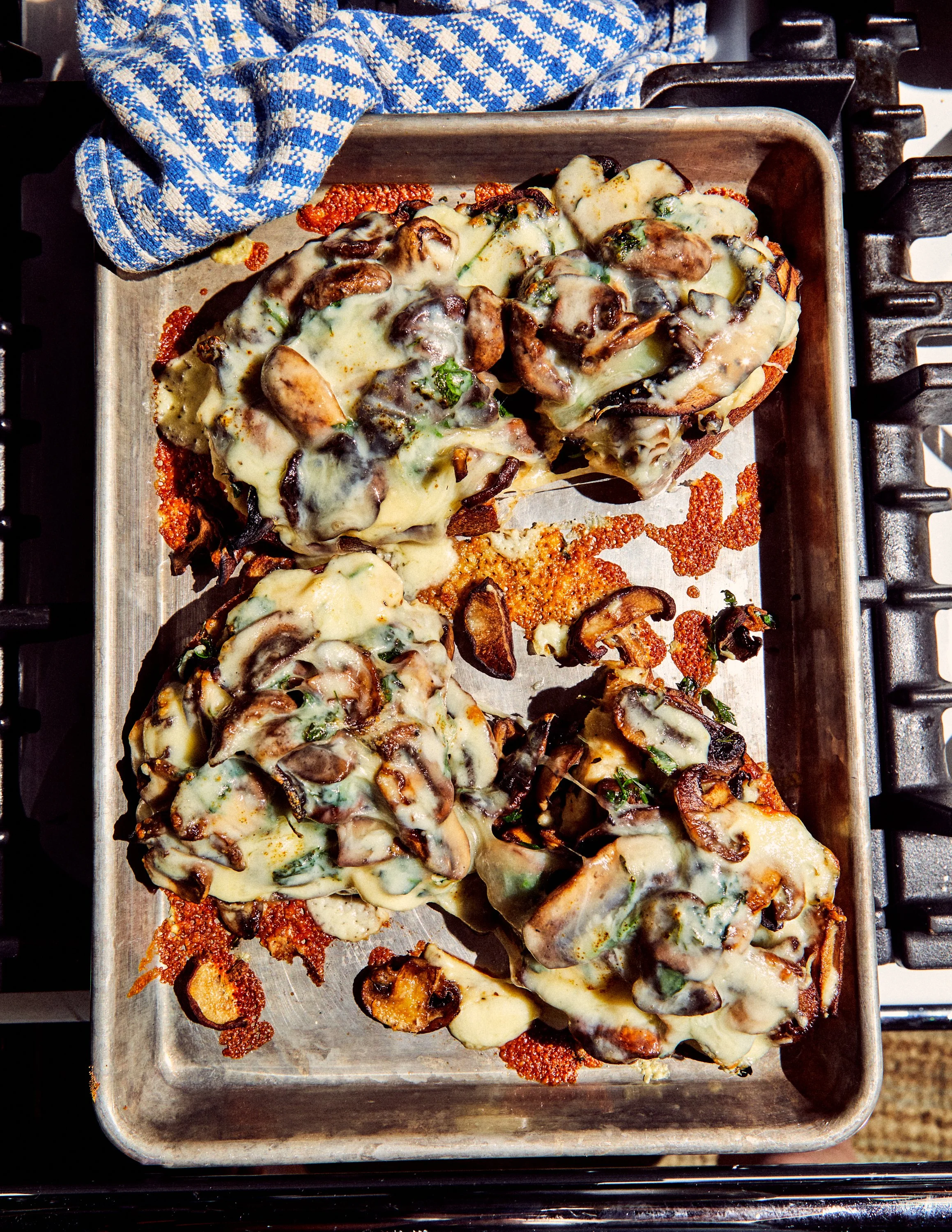 Mushroom and gruyere tartine for Jen Hatmaker's Feed These People cookbook. Image by Austin food photographer, Mackenzie Smith.