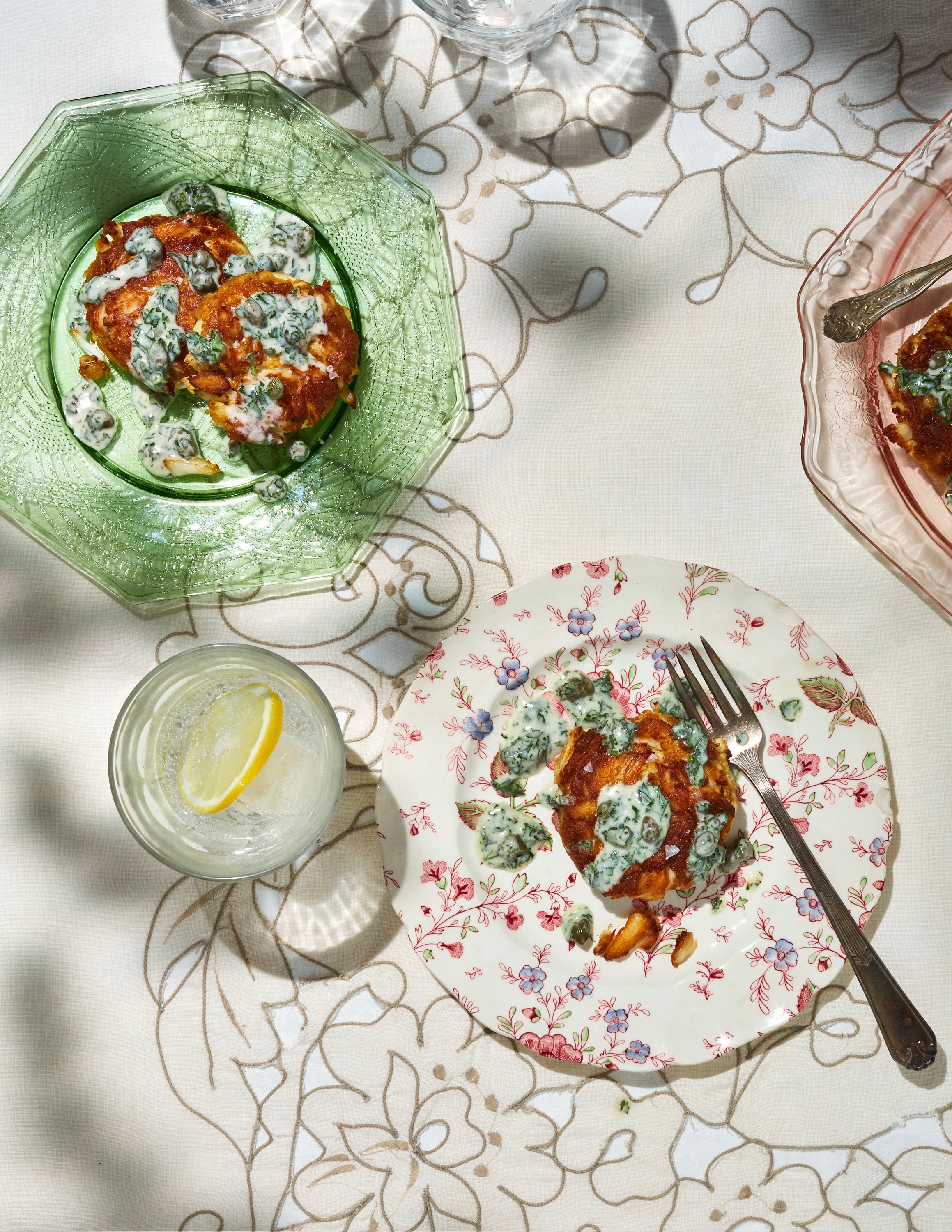 Crab Cakes with lemon caper butter sauce for Jen Hatmaker's cookbook, Feed These People. Image by Austin-based food photographer, Mackenzie Smith.