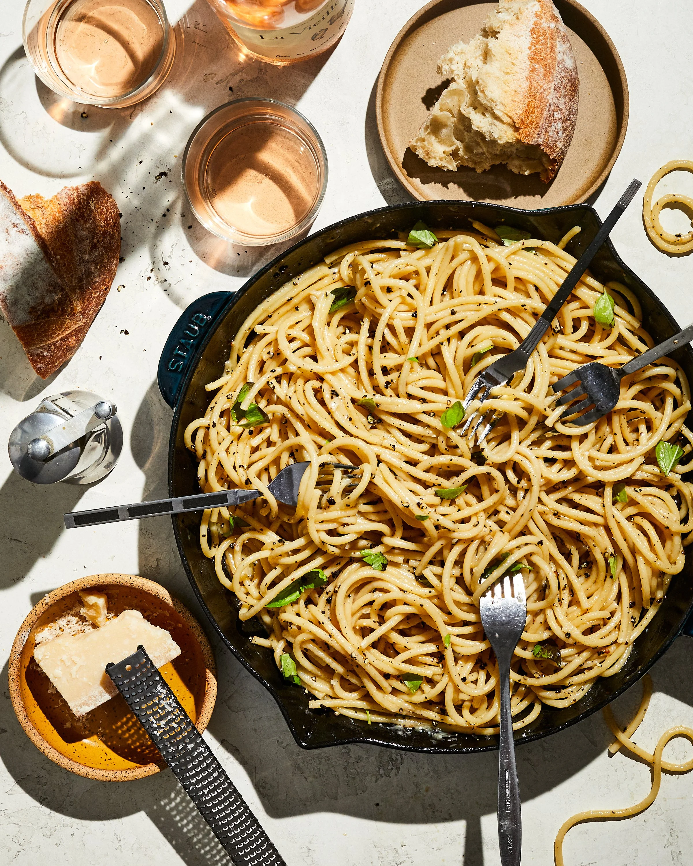 Cacio e Pepe for Jen Hatmaker's cookbook, Feed These People. Image by Austin-based food photographer, Mackenzie Smith.