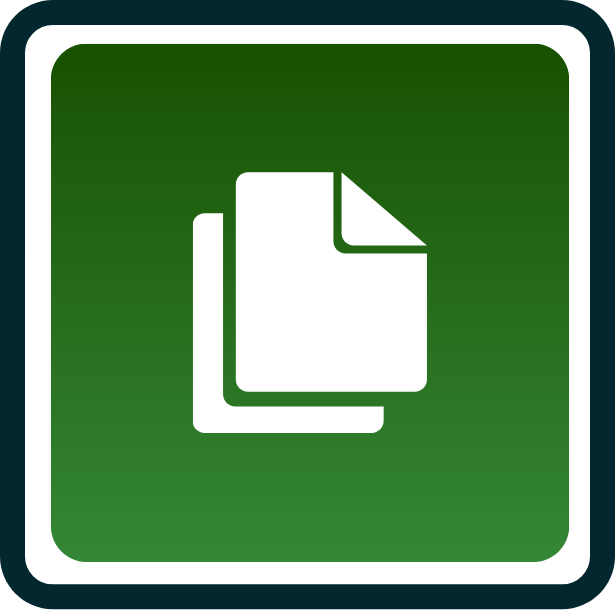 Green square informational sign with a white icon of two documents, one overlapping the other.