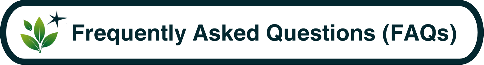 A website tab with a green plant icon and the text "Frequently Asked Questions (FAQs)" in bold on a white background.