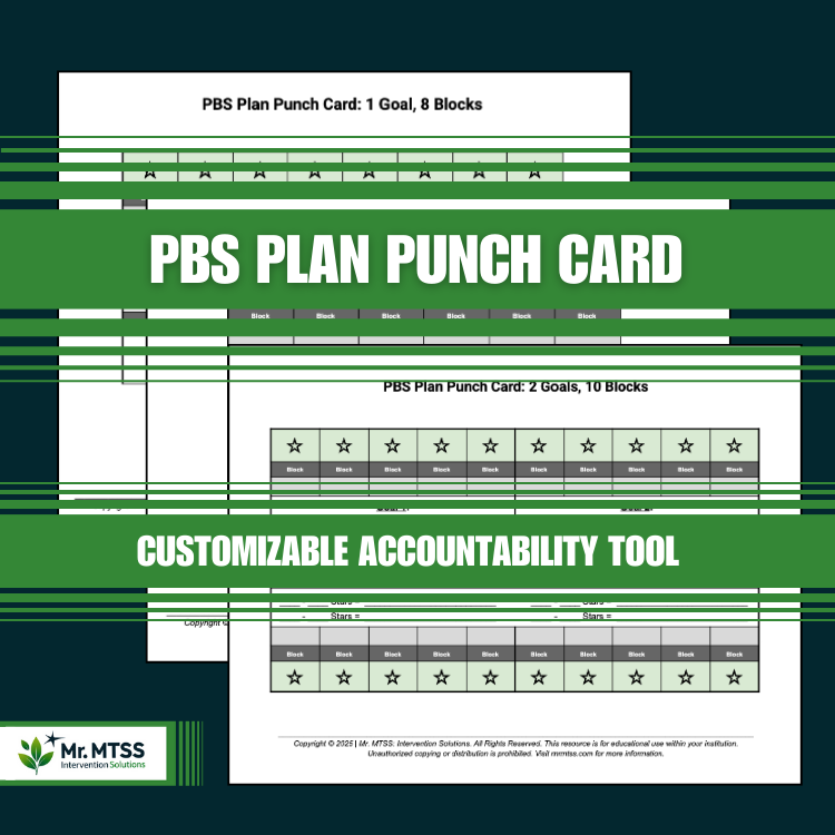 Positive Behavior Support (PBS) Plan Punch Card (Multiple Formats)