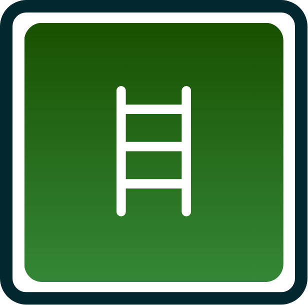 Green sign with a white ladder symbol.