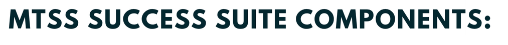 Text reading 'MTSS Success Suite Components' in bold on a dark background.