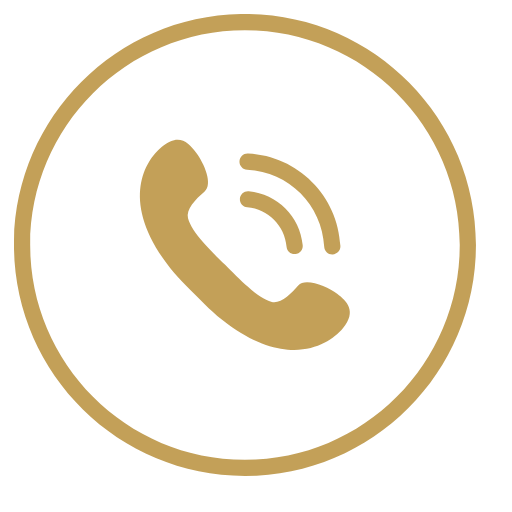 Icon of a telephone receiver inside a circle, indicating a phone or call function.