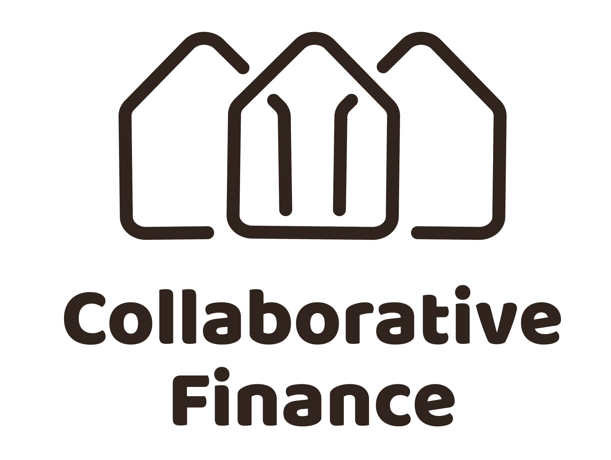 Logo for Collaborative Finance featuring three overlapping lines art houses above the text 'Collaborative Finance' in bold lowercase font.