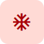 Red circular object with a darker red starburst pattern in the center.