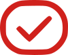Red checkmark inside a red circle.