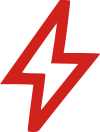 Red lightning bolt symbol.