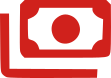 Icon of a red dollar bill with a dollar sign in the center.