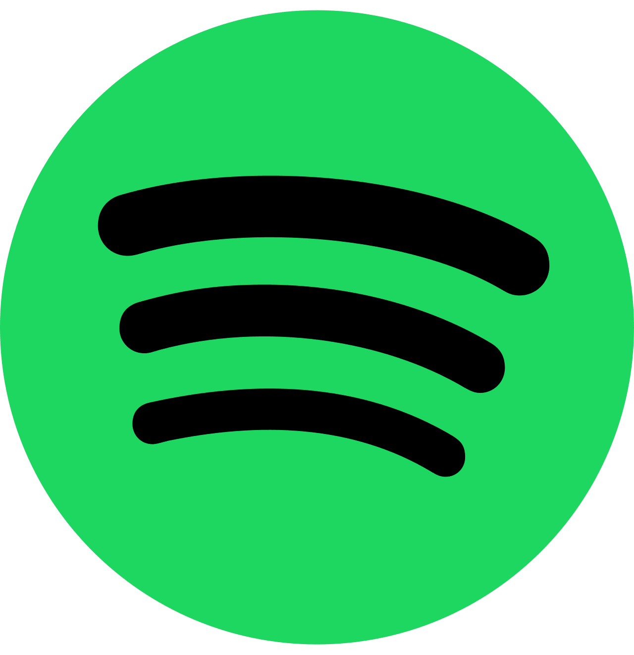 Green circle with black Spotify logo in the center.