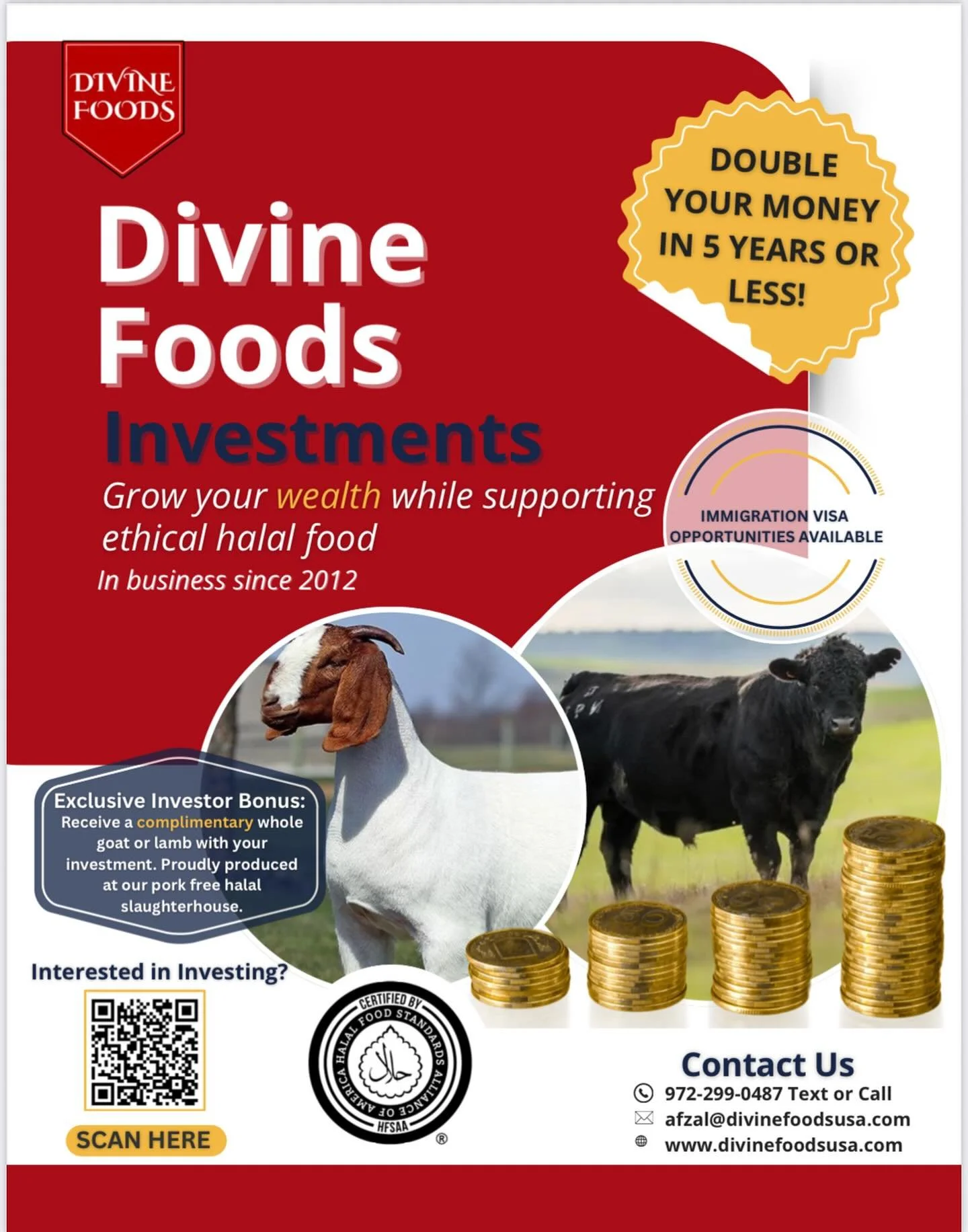 Assalaamu Alaikum wa Rahmatullah wa Barakatuh,
At Divine Foods, we’ve been nourishing our community with trusted halal products and fresh quality for more than 12 years. Today, we’re also building a future of growth through strategic inv