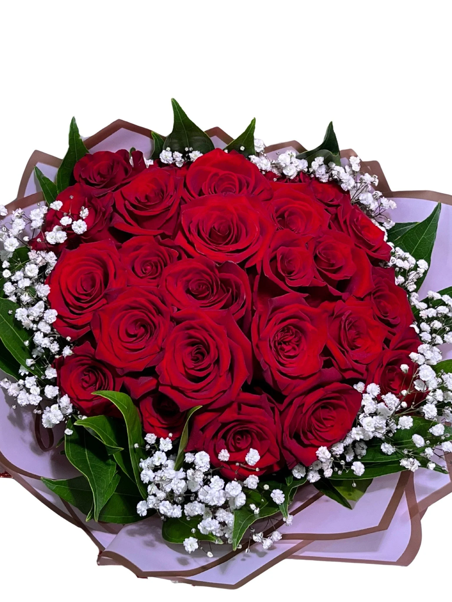 25 Rose Stems Wrapped Bouquet